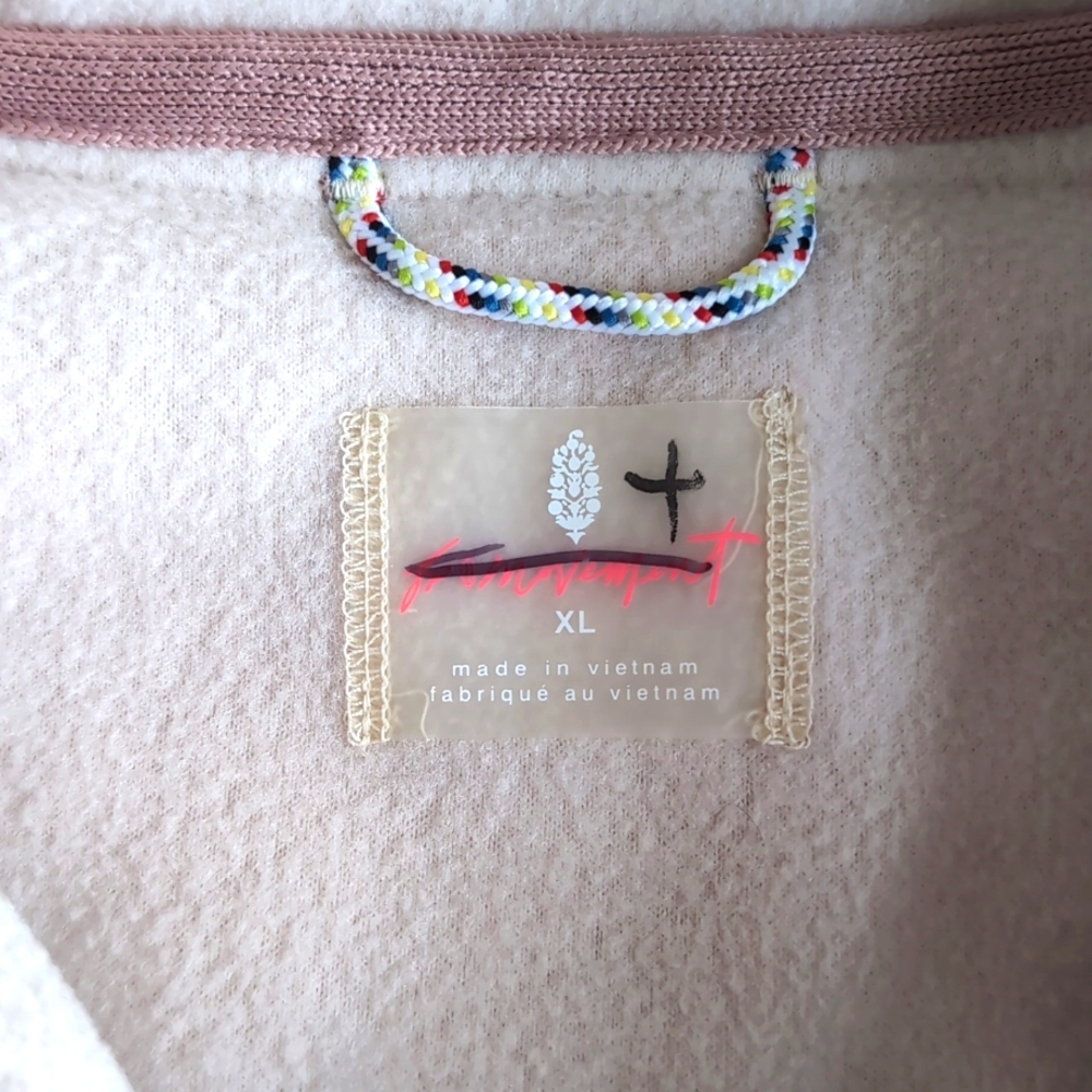 FP Movement by Free People Hit the Slopes Cropped Zip Up Vest Pink Tan Ivory XL - Picture 5 of 10